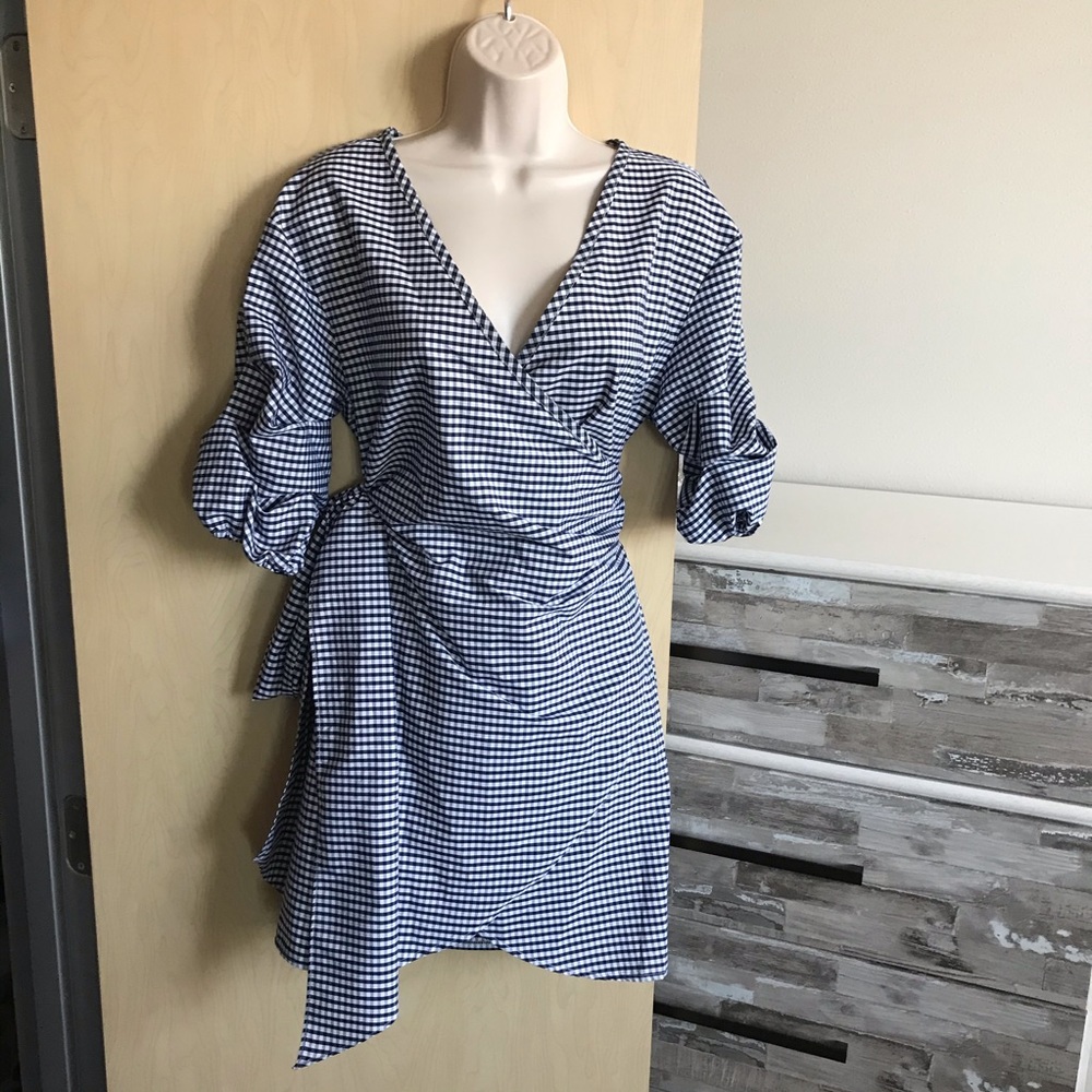 NWT Blue Checkered Tunic Top Size M